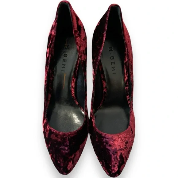 M Gemi 90mm Lustro Heels in Red Crushed Velvet-Size 38 or US 7.5 - Picture 2 of 6